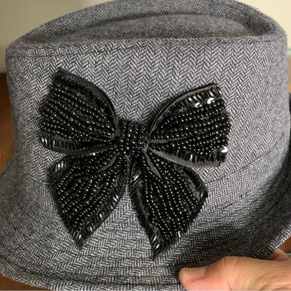 Winter Fedora with Embellished Beaded Bow
